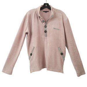Simply Southern Velour Corduroy Pink Mauve Pullover Top Womens M Long Sleeve